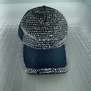 Full partialRhinestones Fashion Ladies Jeans Cap -Snap-back beautiful bling